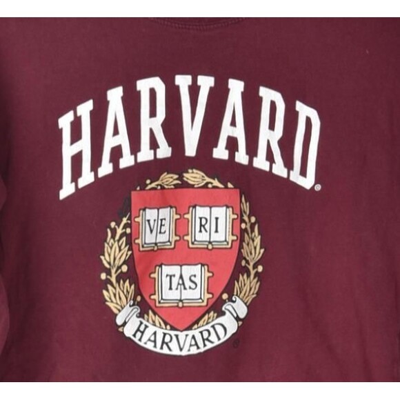 Gold Crush Harvard University Long-Sleeve Cropped Knit T-Shirt Size M - Picture 3 of 3